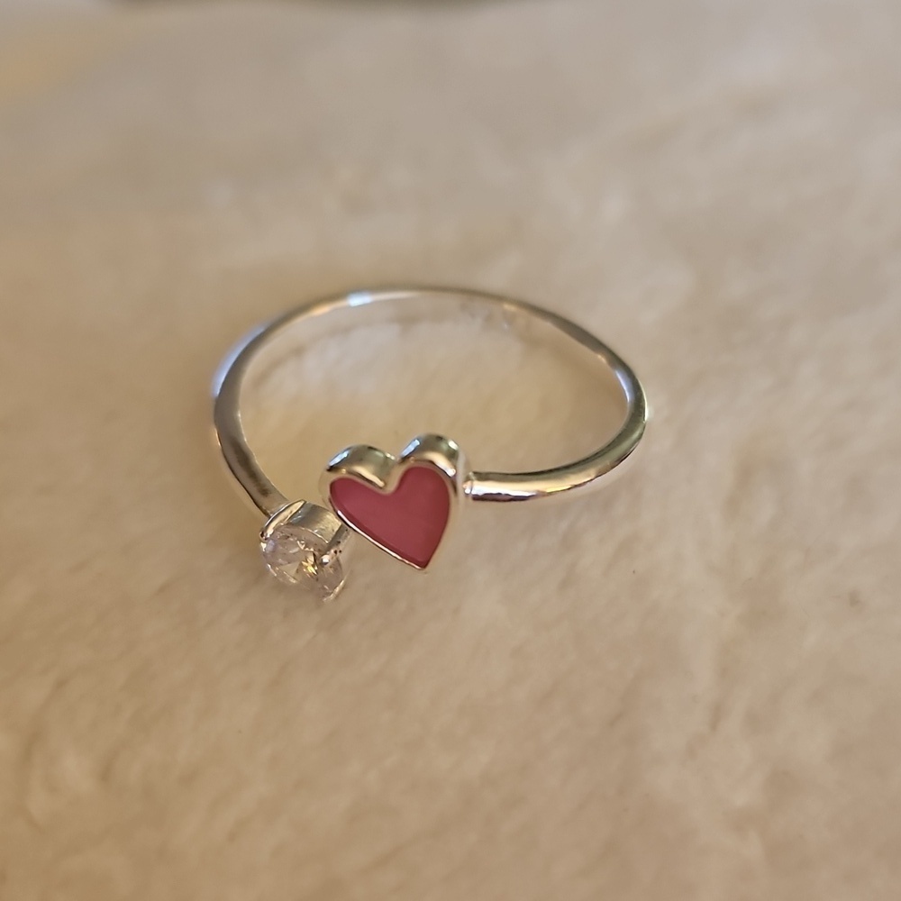 LA CN Silver Plated Heart Bypass Ring Size 9 - Picture 2 of 5